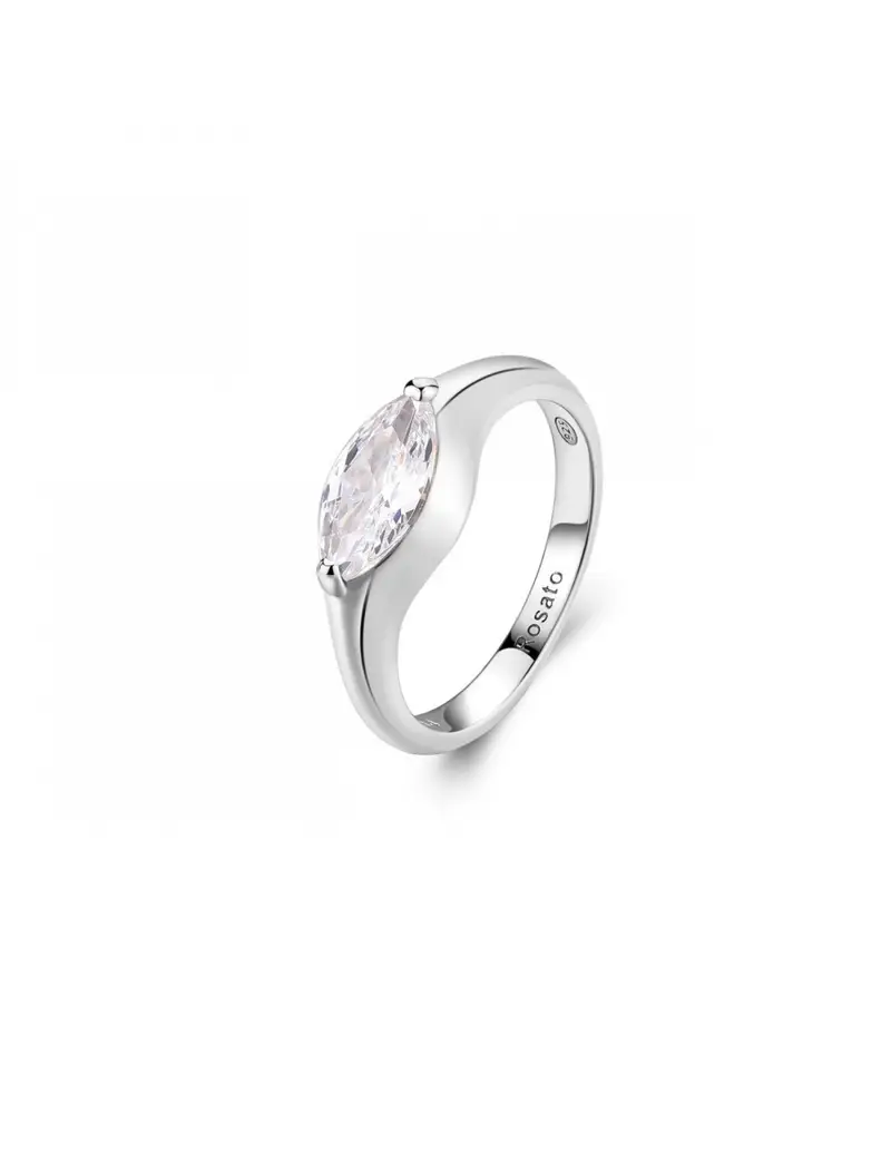 Anello sigillo ROSATO in argento 925 RZGA60A Misura 12 con cristallo bianco