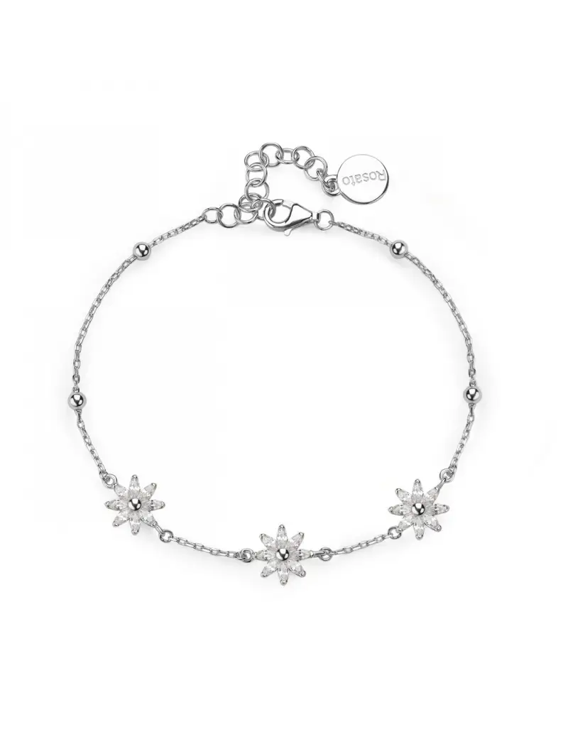 Bracciale morbido ROSATO Gaia in argento 925 RZGA67 con fiori