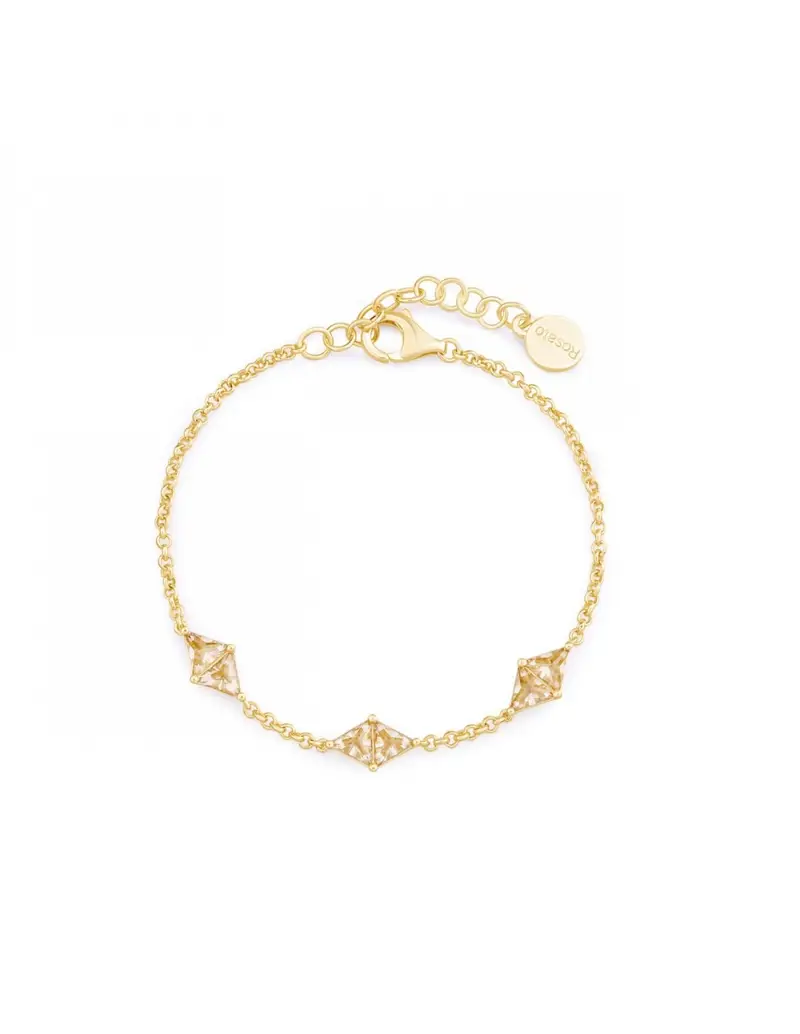 Bracciale morbido Rosato Vittoria in argento 925 placcato oro giallo con cristalli champagne RZVT12