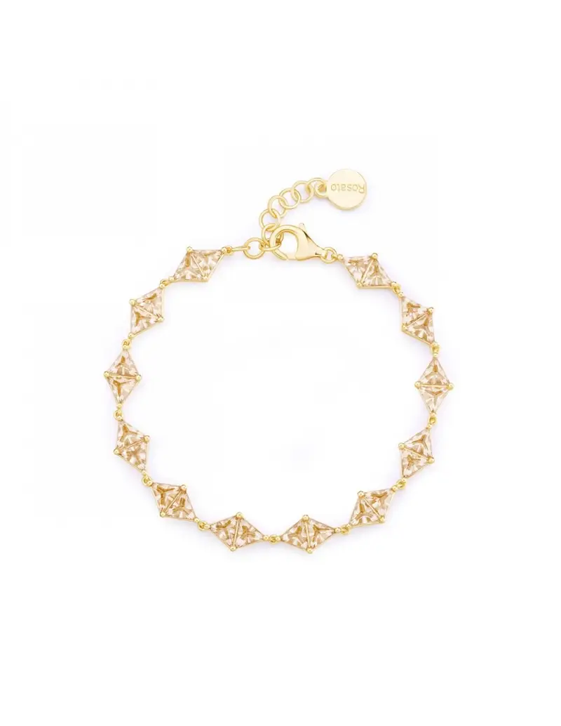 Bracciale morbido Rosato Vittoria in argento 925 placcato oro giallo con cristalli champagne RZVT14