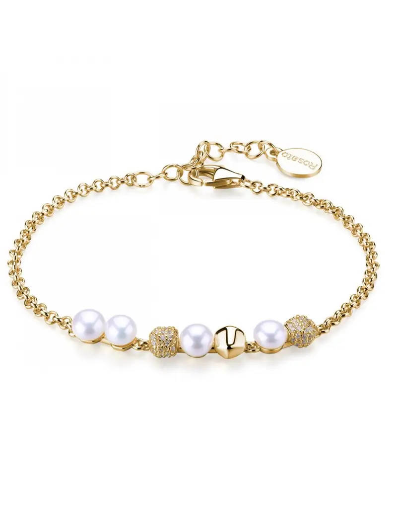 Bracciale ROSATO Azzurra in argento 925 dorato RZAZ016 con cristalli e perle naturali