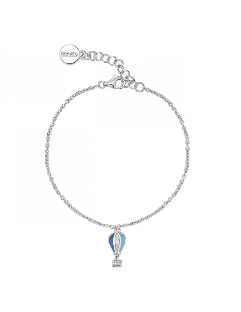 Bracciale ROSATO in argento 925 RZAR13 con pendente a forma di Mongolfiera con smalti e cristalli