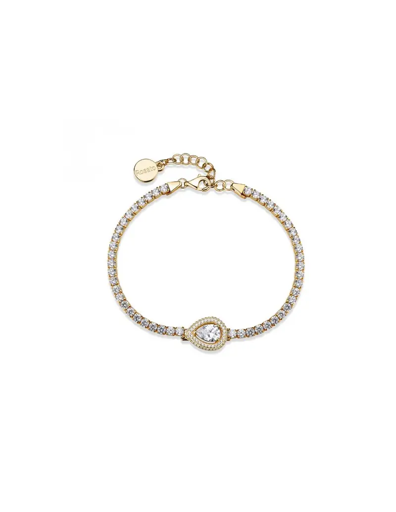 Bracciale tennis ROSATO Anna in argento dorato 925 RZAN14 con cristallo centrale a forma di goccia