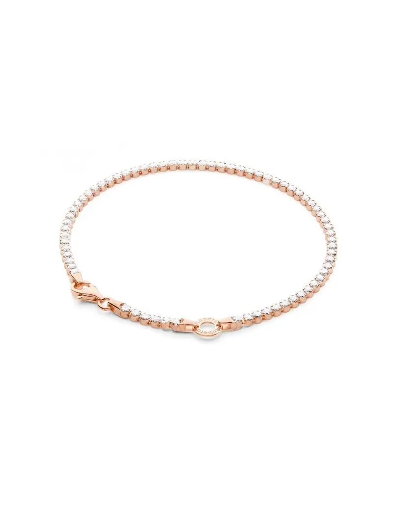 Bracciale tennis ROSATO in argento 925 placcato oro rosa RZB041B con cristalli bianchi