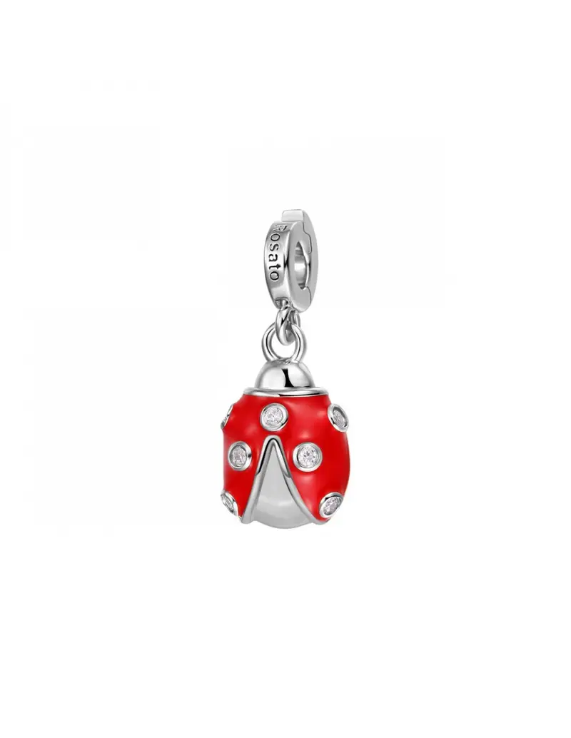Charm ROSATO in argento 925 con cristalli e smalto RZ223R Coccinella