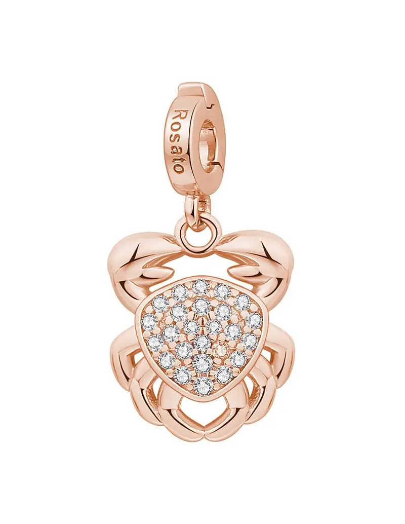Charm ROSATO in argento 925 placcato oro rosa e cubic zirconia RZ198 Granchio