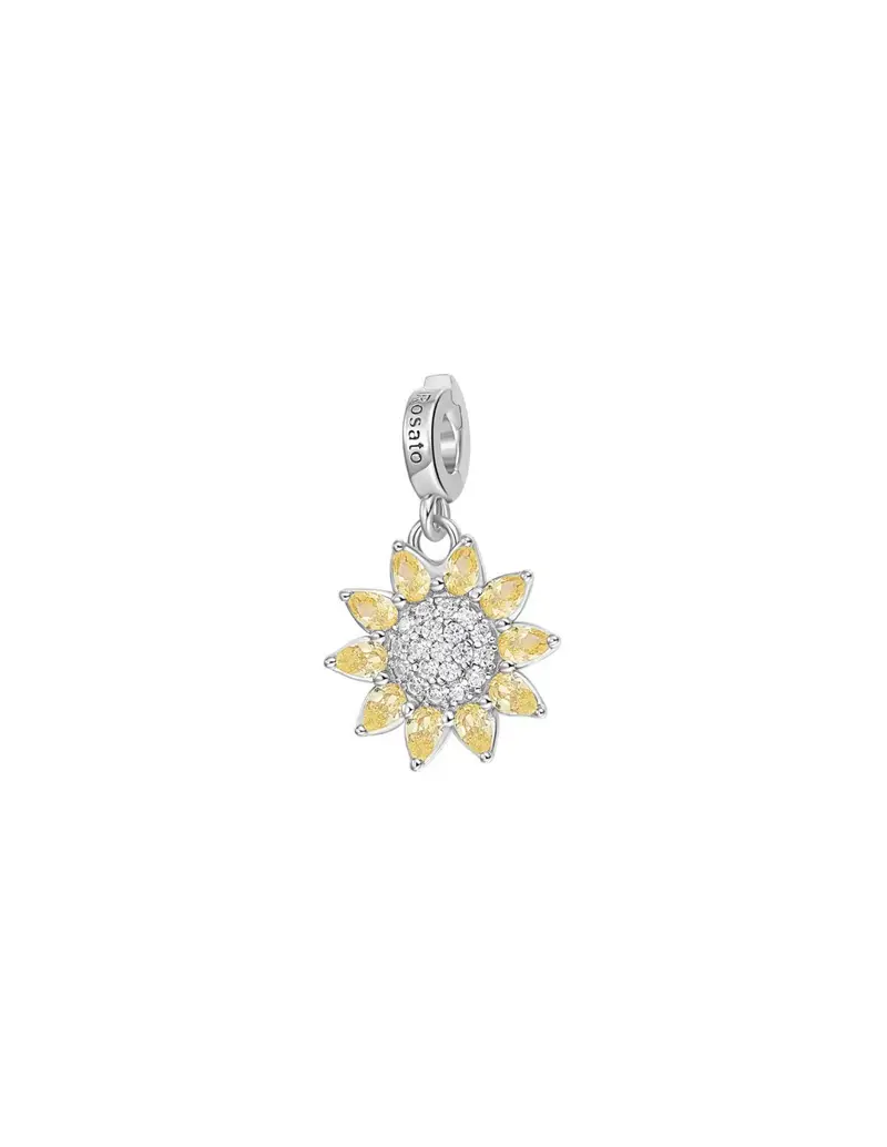 Charm ROSATO in argento 925 RZ220R con cristalli gialli GIRASOLE/GIOIA