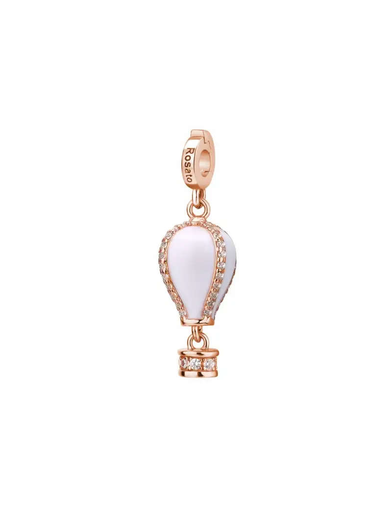 Charm ROSATO Storie in argento 925 placcato oro rosa con smalto RZ187 Mongolfiera