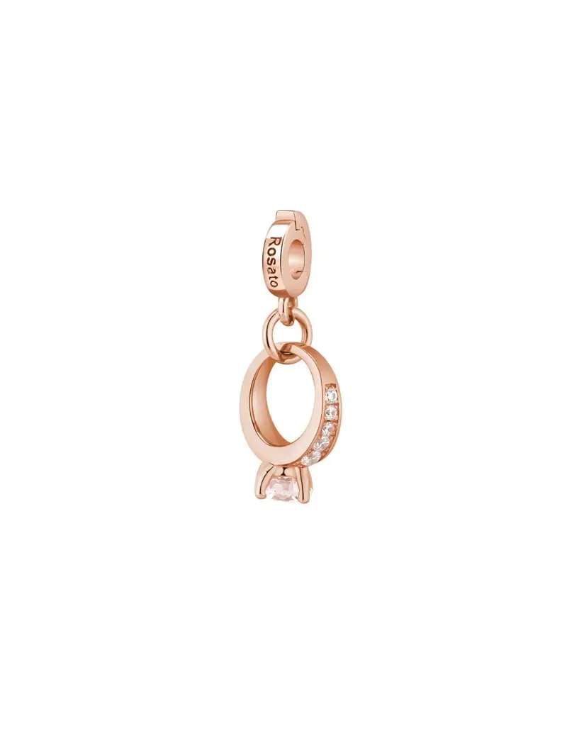 Charm ROSATO Storie in argento 925 placcato oro rosa RZ065 Solitario