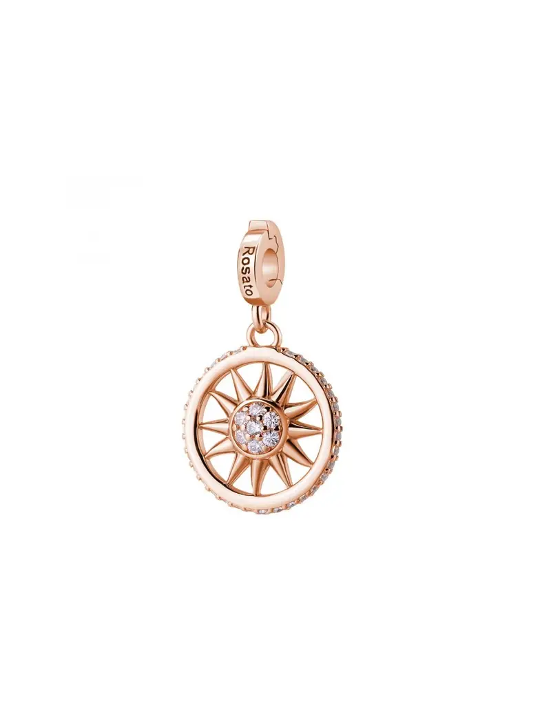 Charm ROSATO Storie in argento 925 placcato oro rosa RZ251 con cristalli SOLE/DESIDERIO