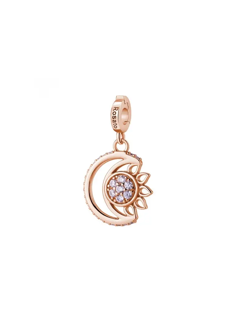 Charm ROSATO Storie in argento 925 placcato oro rosa RZ252 con cristalli LUNA/DESIDERIO