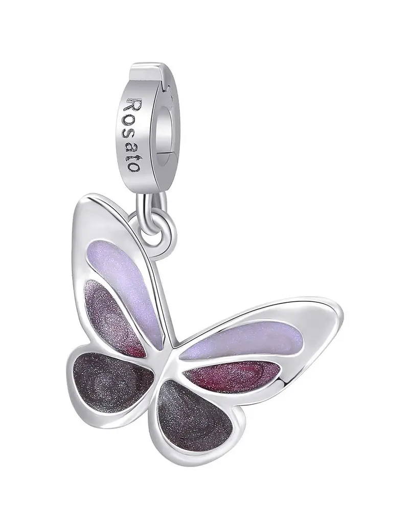 Charm ROSATO Storie in argento 925 RZ179R con smalti colorati Farfalla