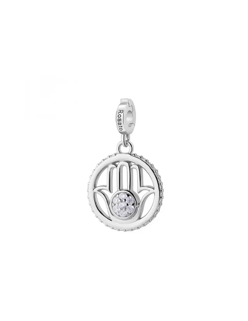 Charm ROSATO Storie in argento 925 RZ250R con cristalli MANO DI FATIMA/FORTUNA