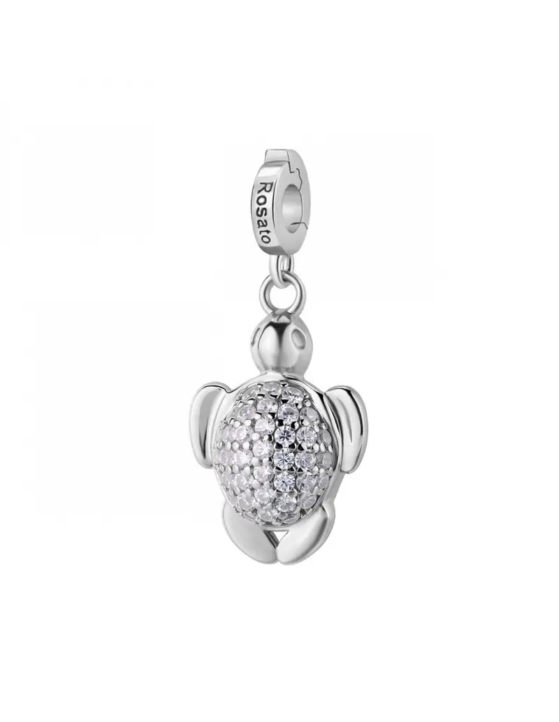 Charm ROSATO Storie in argento 925 RZ255R con cristalli TARTARUGA MARINA/VITA