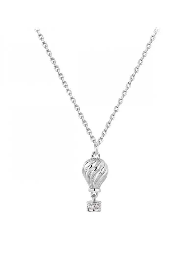 Collana corta ROSATO in argento 925 RZAR01 pendente a forma di Mongolfiera con cristalli