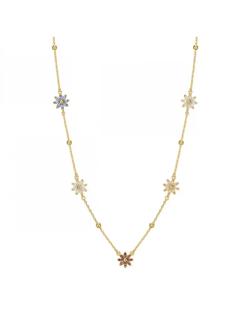 Collana ROSATO Gaia in argento 925 dorato RZGA66 con fiori colorati