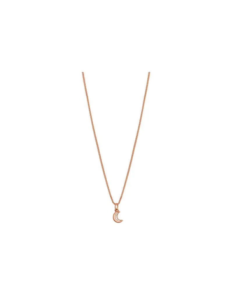 Collana ROSATO in argento 925 rosato RZAL030 Luna con pendente luna e cristalli