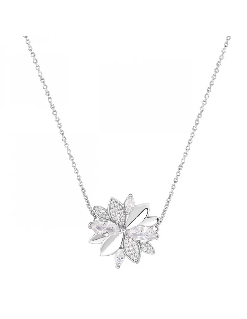 Collana ROSATO in argento 925 RZGA42 pendente a forma di fiore con cristalli bianchi