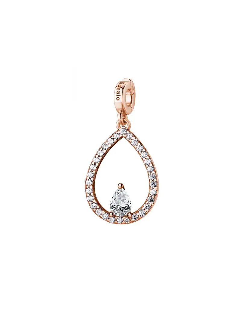 Charm ROSATO Storie in argento 925 rosato RZ258 con cristalli GOCCIA/PUREZZA