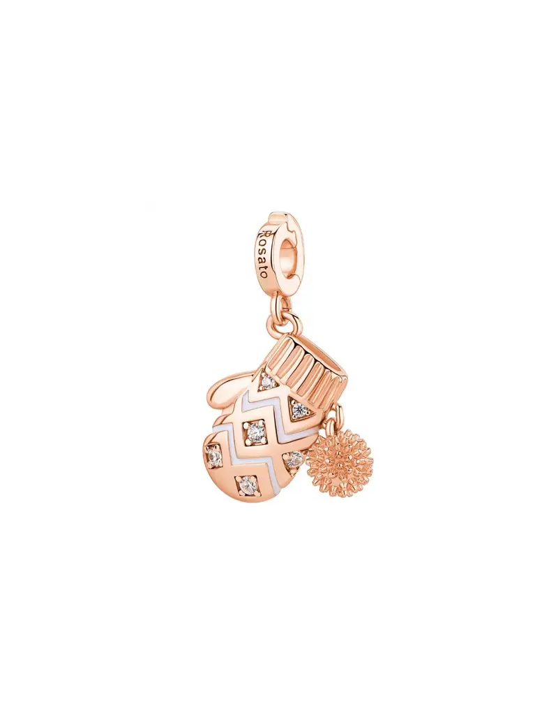 Charm ROSATO Storie in argento rosato 925 RZ260 con smalti e cristalli GUANTO