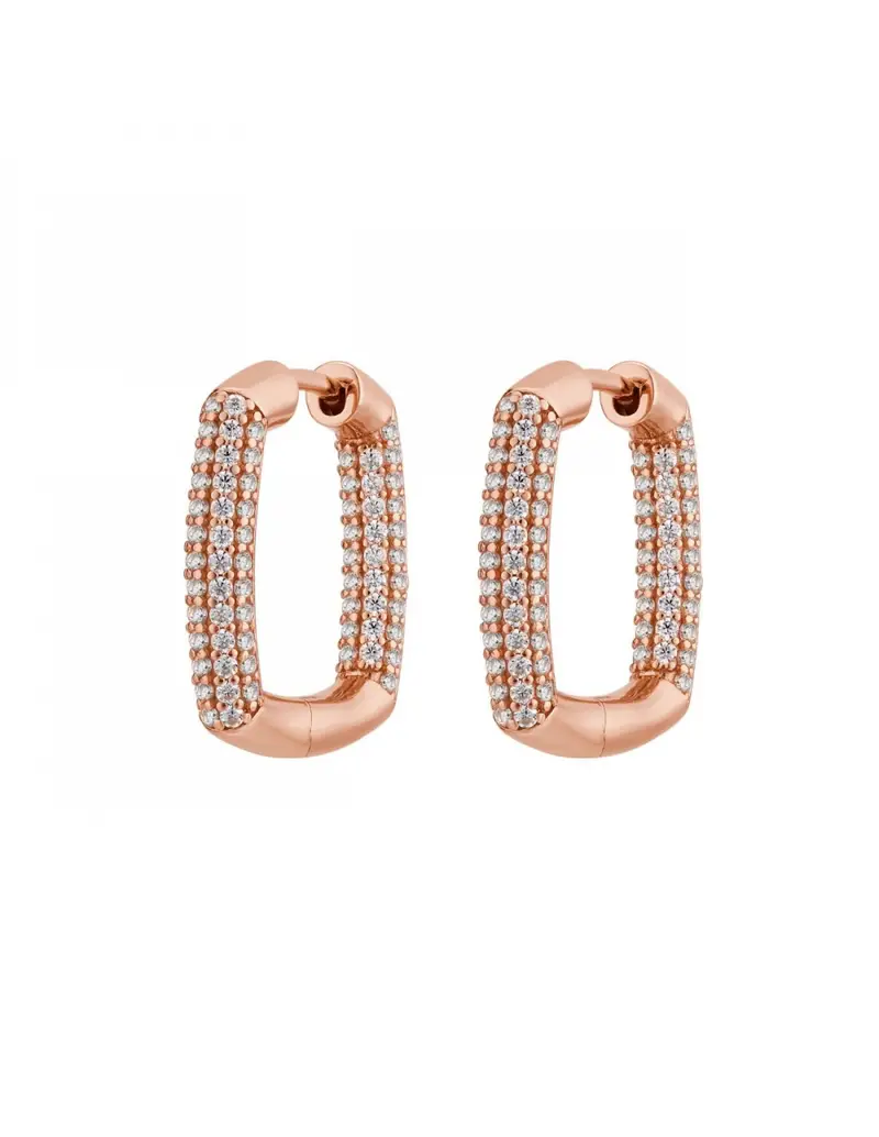 Orecchini quadrati Rosato Bianca in argento 925 placcato oro rosa con cristalli RZBI22