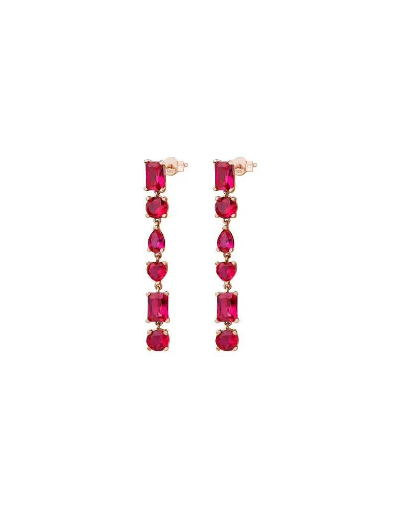 Orecchini ROSATO in argento 925 placcato oro rosa e cubic zirconia rubino RZGE22