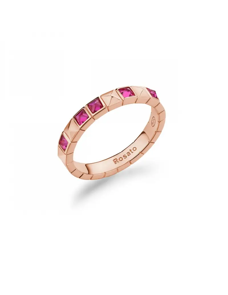 Saldi Anello ROSATO Cubica fedina in Argento 925 - RZCU93C Mis. 16 Rose Gold
