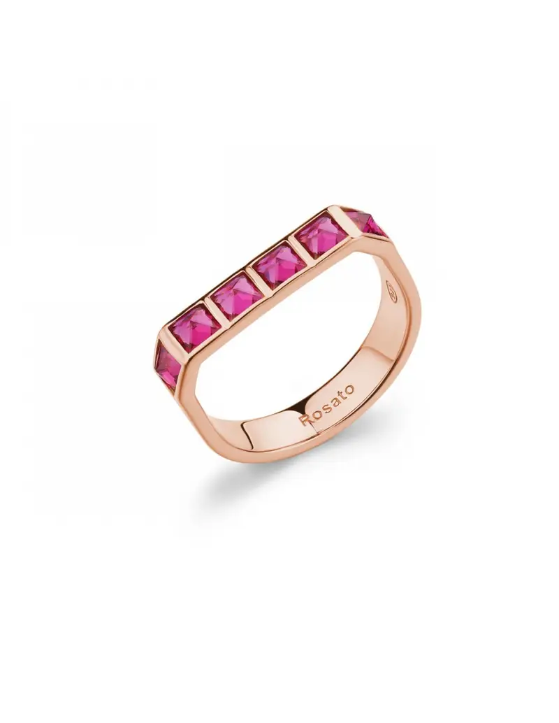Saldi Anello ROSATO Cubica in Argento 925 - RZCU96C Mis. 16 Rose Gold