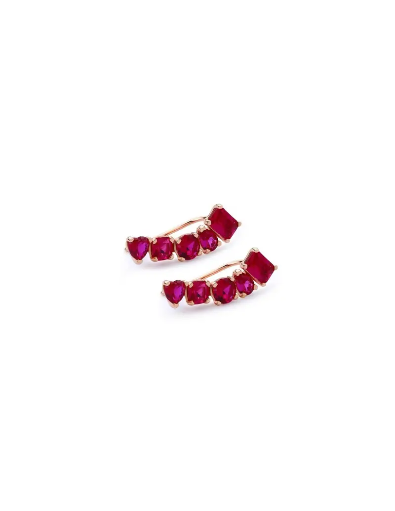 SALDI Orecchini ROSATO in argento 925 placcato oro rosa e cubic zirconia rubino RZGE25