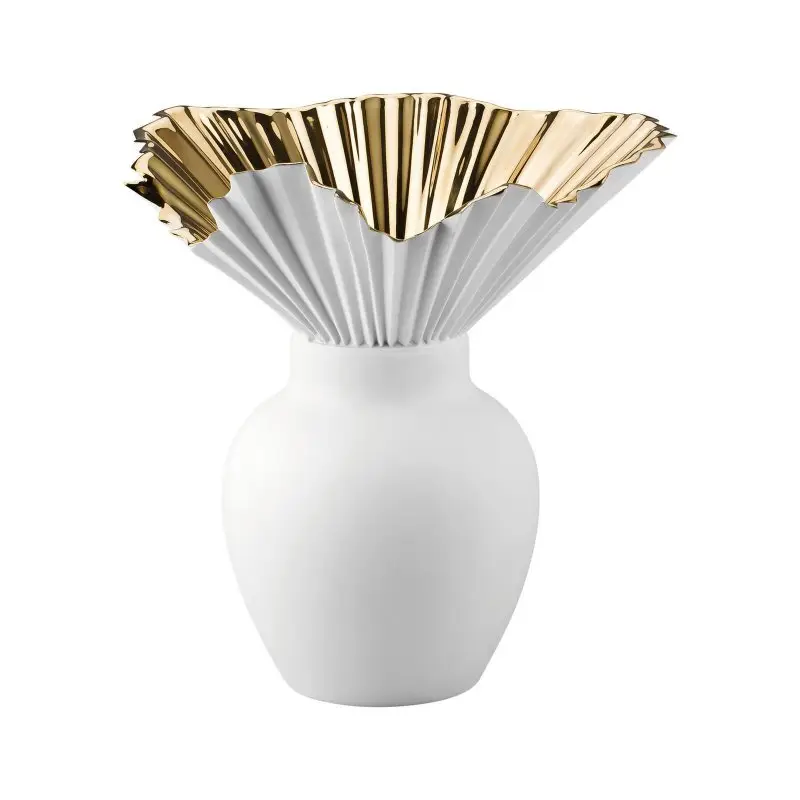 Porcellana Rosenthal-Vaso 27 Cm-Falda Gold Titanisiert