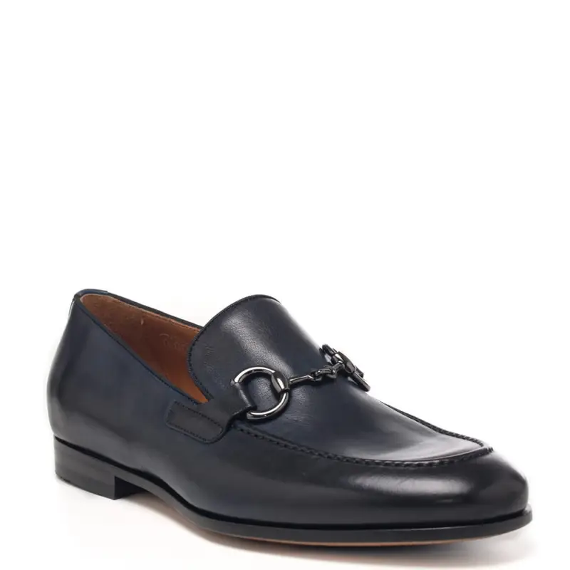 Rossi mocassino uomo in pelle morbida blu con morsetto miniatura 2