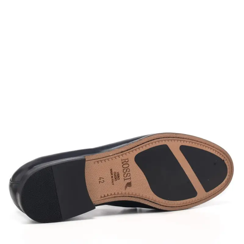 Rossi mocassino uomo in pelle morbida blu con morsetto miniatura 3