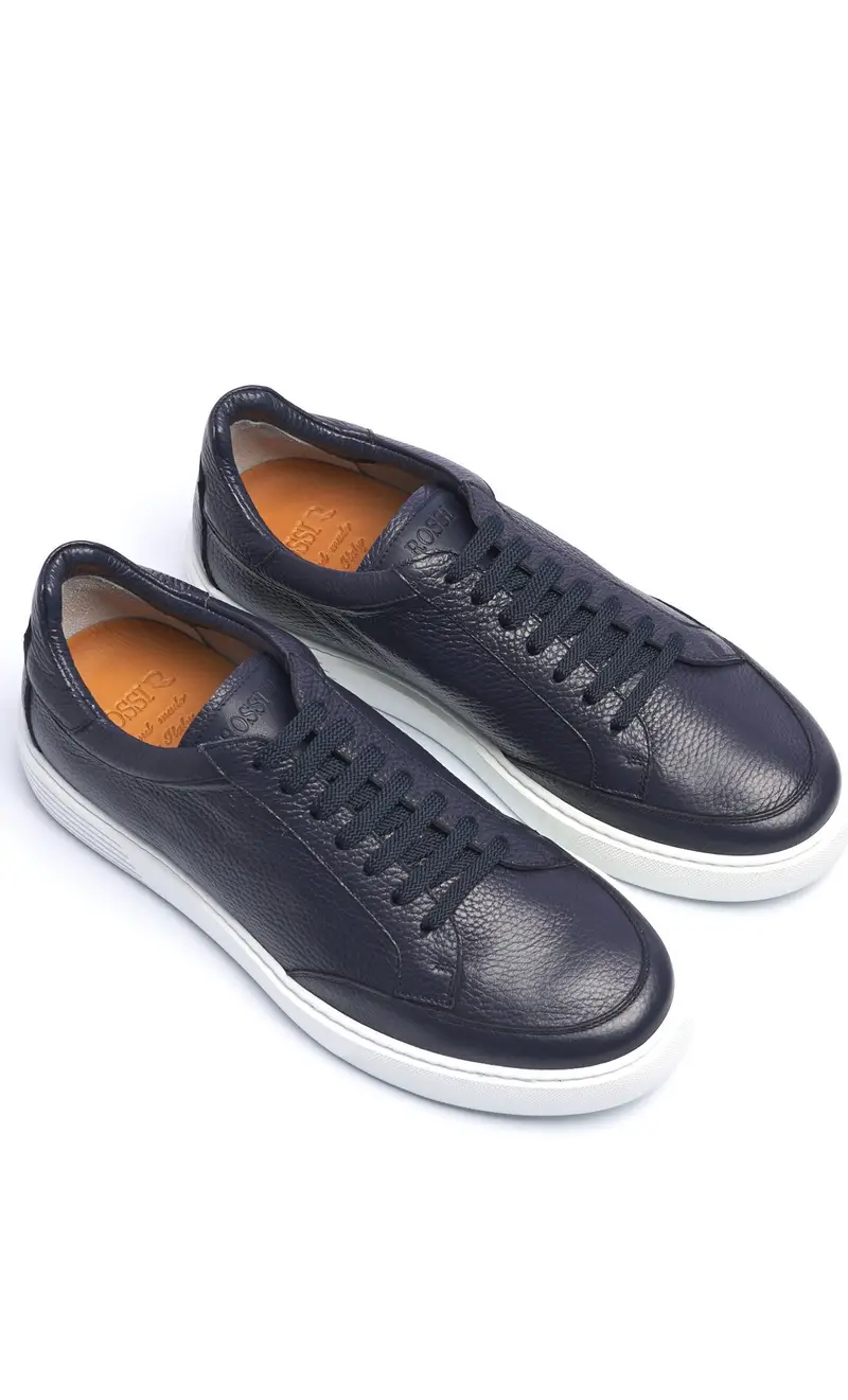 Sneaker rossi in pelle martellata, colore blu miniatura 2