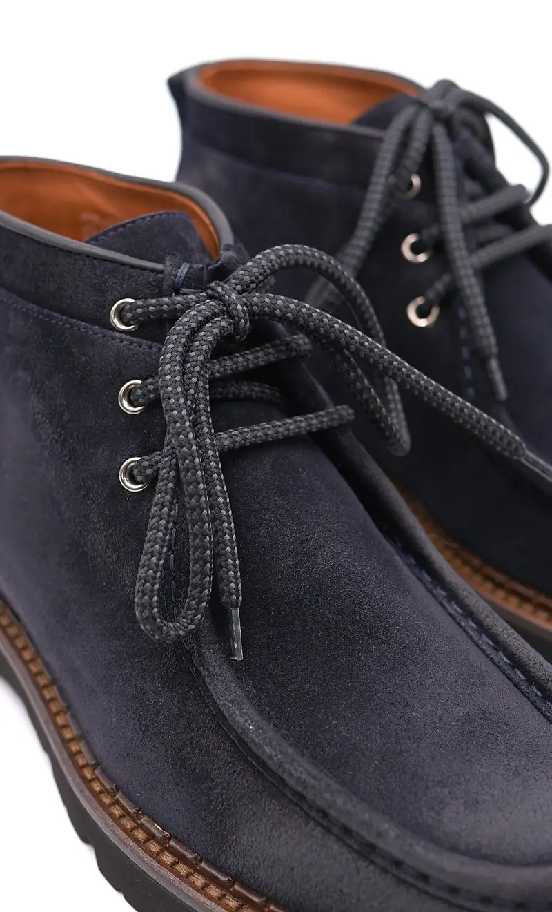 Stivaletto rossi in camoscio blu, colore blu miniatura 2