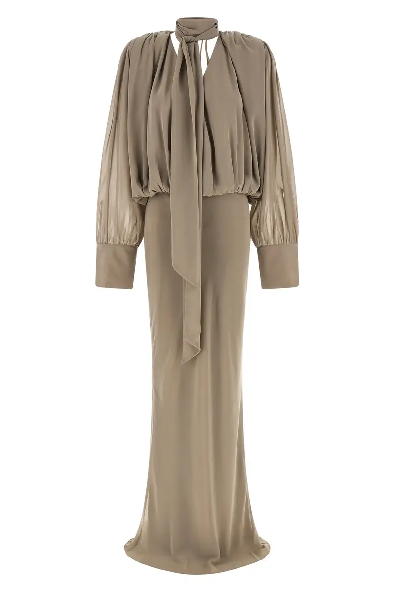 Abito Chiffon Maxi Beige
