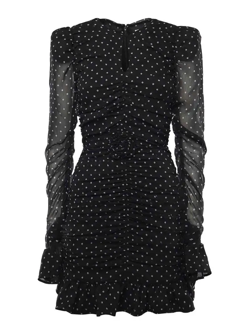 Abito in chiffon a pois Nero