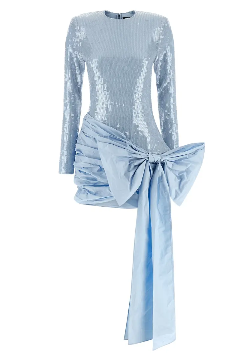 Abito Mini Sequins Bow Azzurro