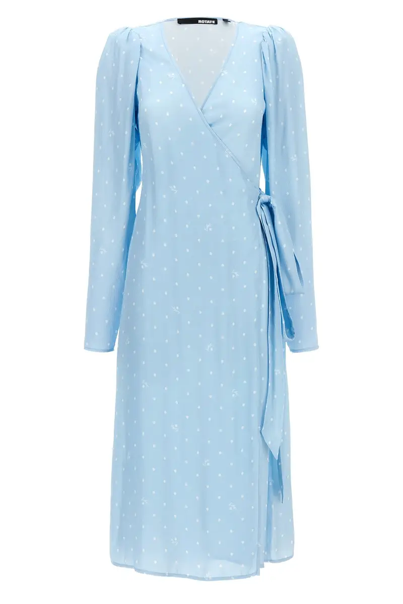 Abito Textured Midi Wrap Azzurro