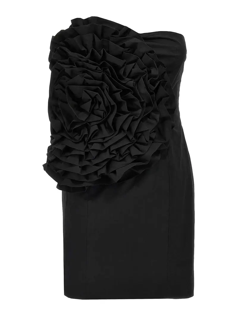Big Flower Mini Dress Nero