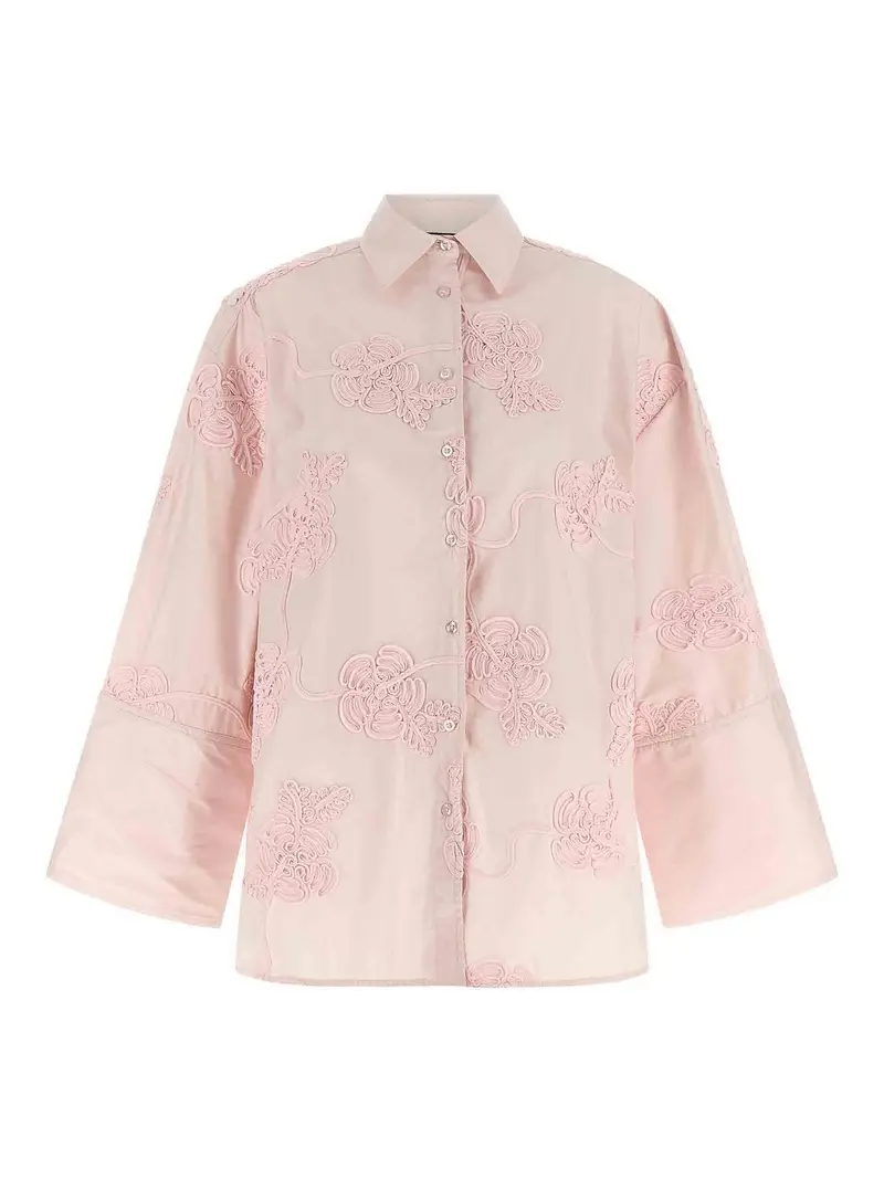 Camicia con ricamo floreale Color Carne E Neutri