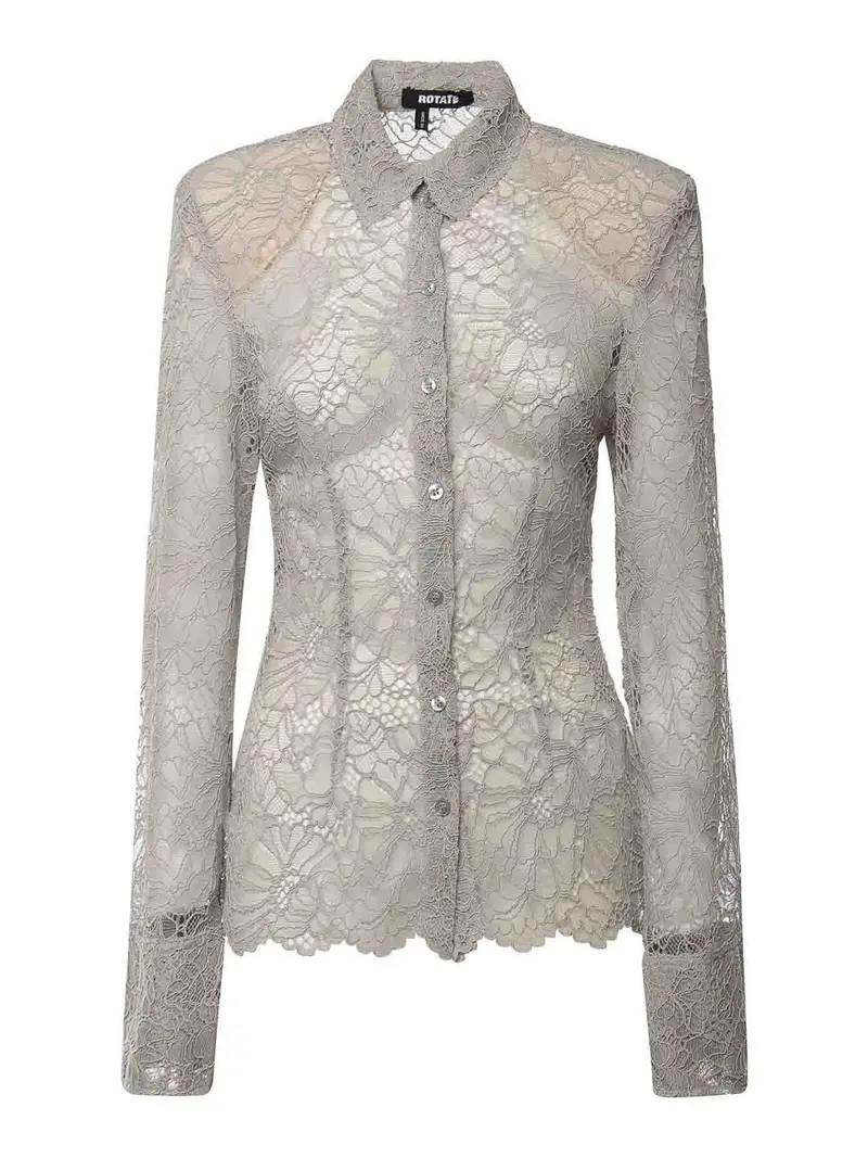 Camicia in rete floreale Grigio Chiaro