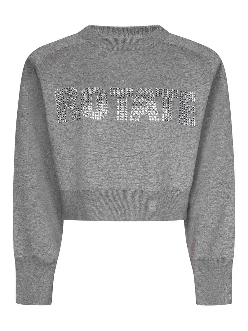 Felpa in Cashmere Grigio Melange Strass