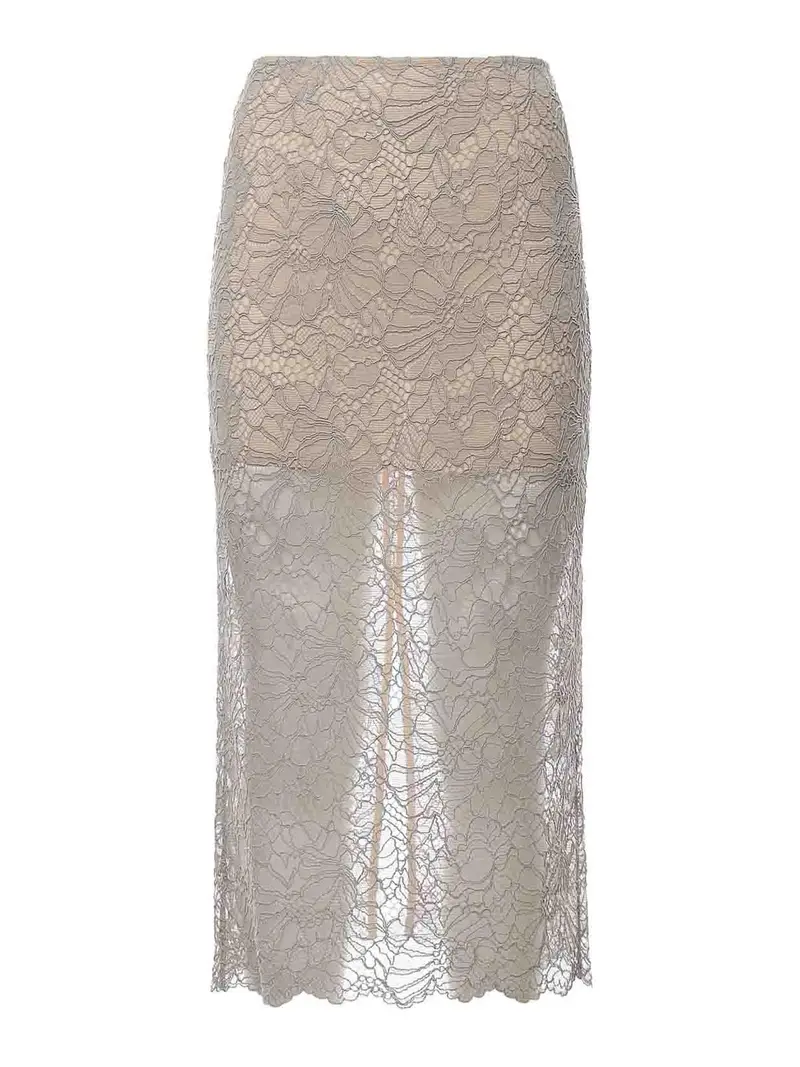 Gonna a tubino in rete Grigio Chiaro