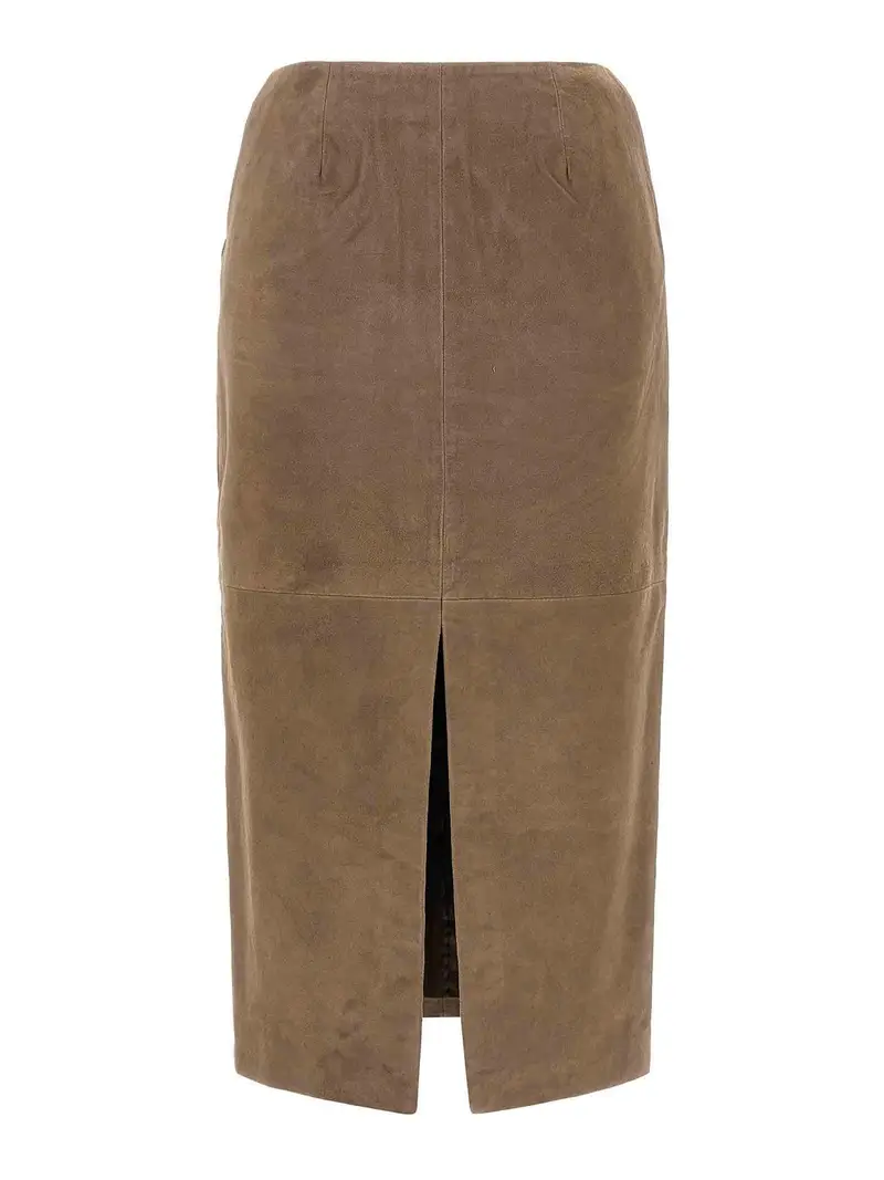 Gonna in pelle scamosciata Beige