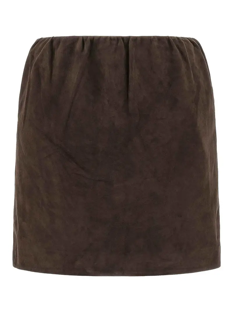 Gonna in pelle scamosciata Marrone