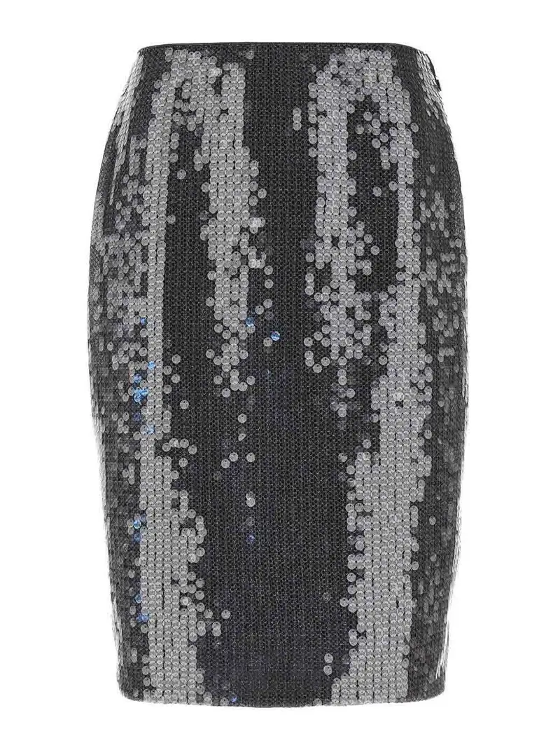 Gonna Midi Con Paillettes Grigio