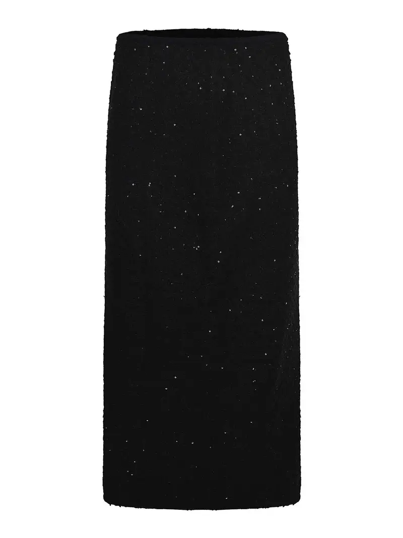 Gonna midi petite in boucle Nero