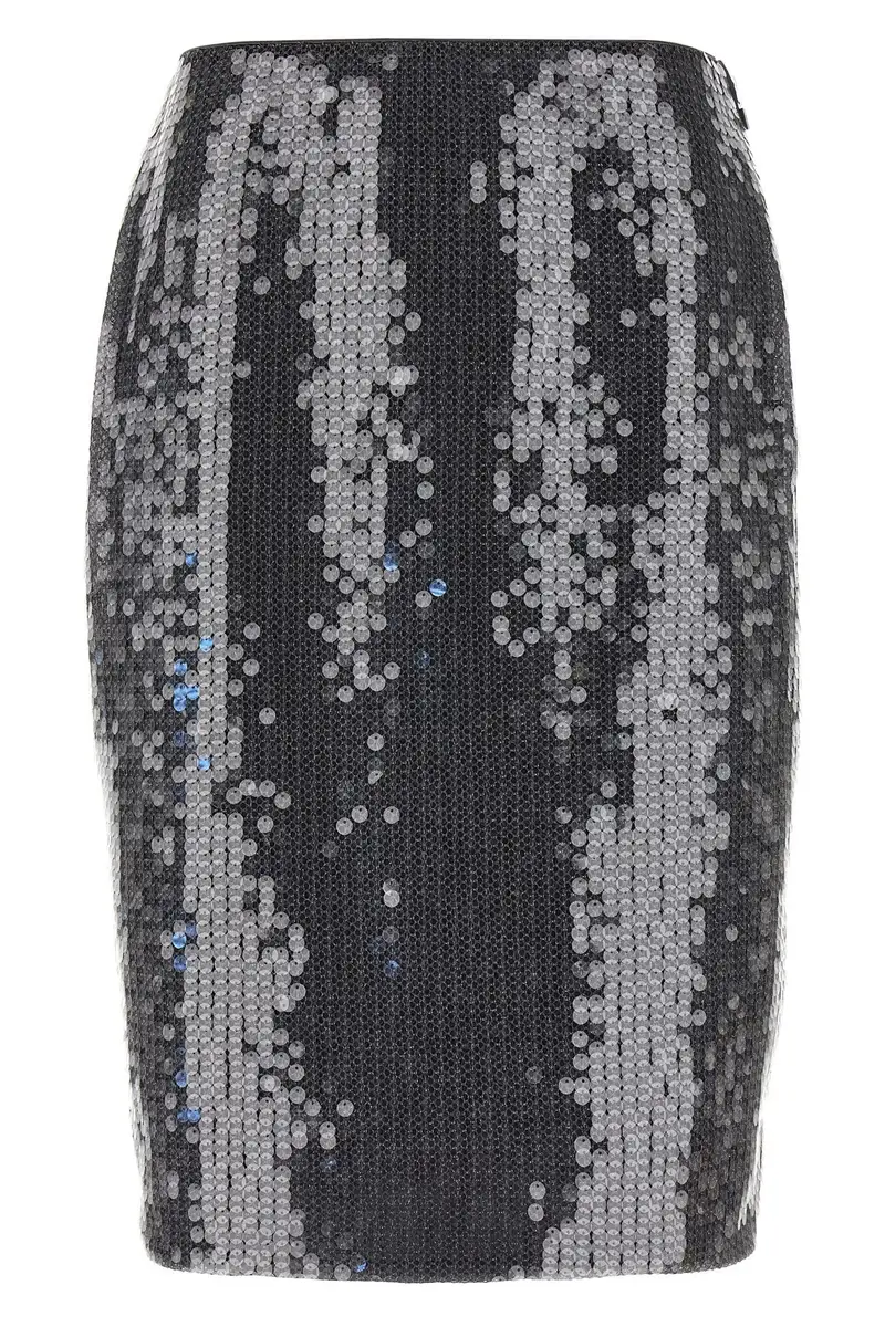 Gonna 'Net Sequin Midi' Grigio