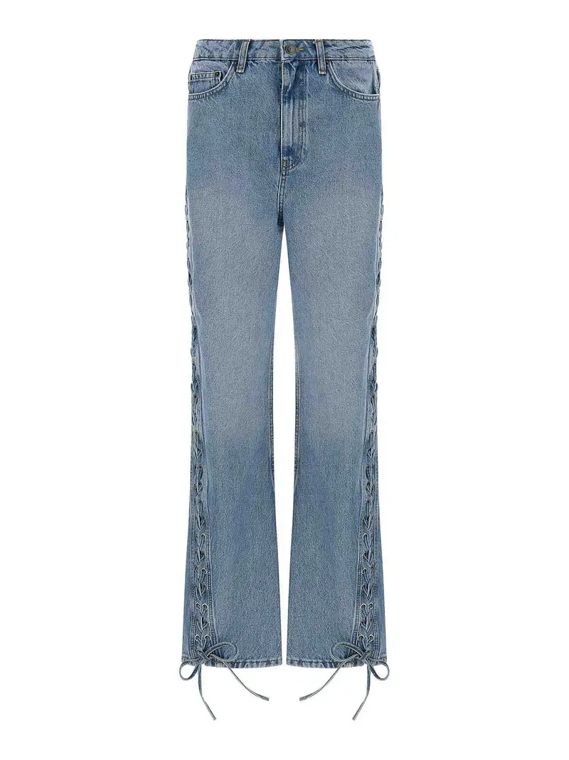 Jeans con allacciatura attorcigliata Azzurro