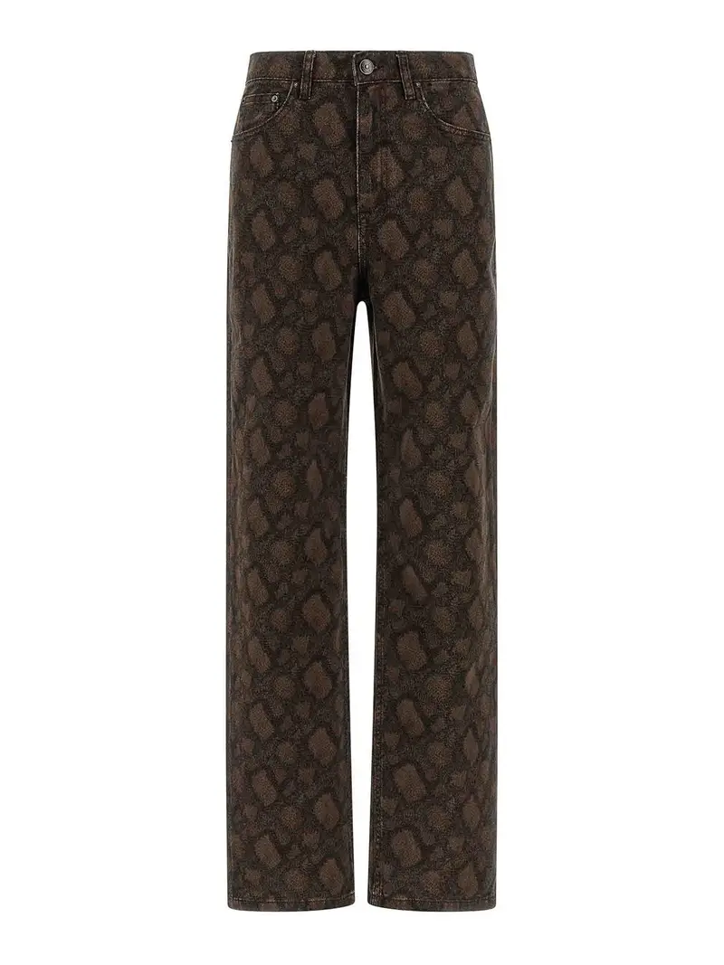 Jeans con stampa animalier Marrone